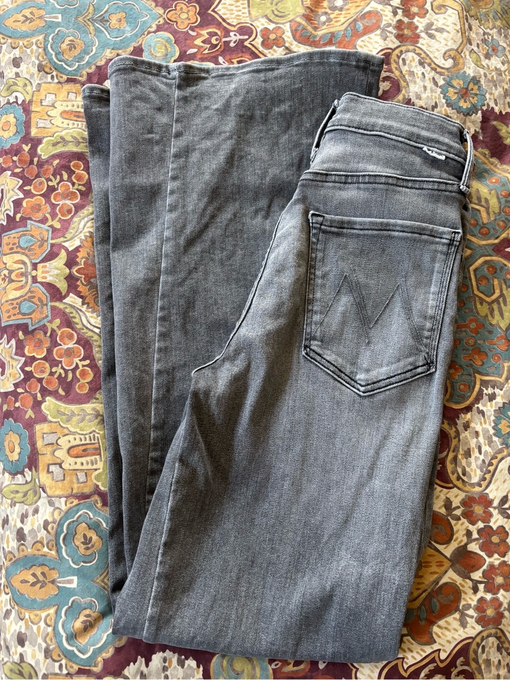MOTHER Straight Leg Jeans in Washed Gray